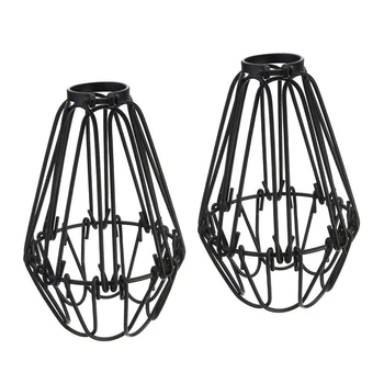 Регулируемый абажур в проволочной клетке, 2 комплекта металлической защиты для ламп в птичьей клетке, подвесной светильник, подвесной держатель лампы