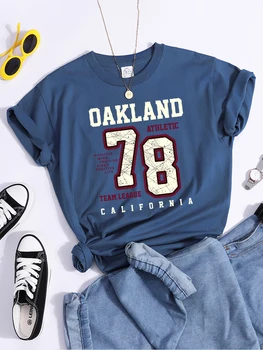 Футболка Oakland Athletic 78 Team League California, одежда для хипстеров с круглым вырезом, Креативная футболка для хипстеров, Мягкие футболки с коротким рукавом