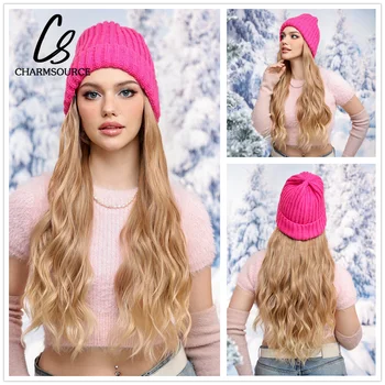 Шляпа CharmSource, парики, кепка с волосами светлого цвета, синтетические наращивание волос для женщин, ежедневные вечеринки, высокотемпературное волокно