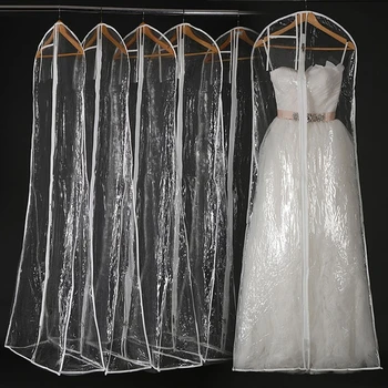 Пылезащитный чехол для свадебного платья из прозрачной сетчатой пряжи на молнии Сумка для хранения платья невесты Чехол для одежды Пылезащитный чехол для одежды