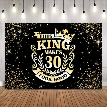 фон для 30-летия Черно-золотые блестящие точки Фон для фотобудки Фотосессия Украшение для вечеринки по случаю тридцатилетия Баннер реквизит
