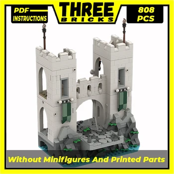 Строительные кирпичи Moc, модель крепости, технология Fortress Gatehouse, модульные блоки, подарки, игрушки для детей, наборы для сборки своими руками