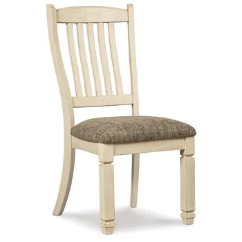 Фирменный дизайн Ashley Bolanburg, 20-дюймовый обеденный стул с мягкой обивкой, 2 размера, античный белый