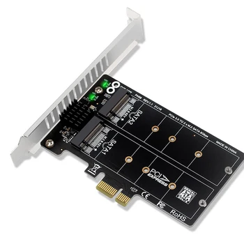 PH58 2 x M2 Карта адаптера SATA к PCIE Двухдисковая карта дисплея RAID-разветвитель Карта расширения PCIe X1 к NGFF M2 SATA SSD