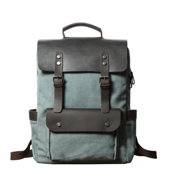 Персонализированные холщовые сумки для ноутбуков Crazy Horse, кожаный кампусный рюкзак, мужская дорожная сумка-рюкзак