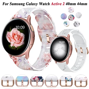20 мм Спортивный Ремешок Для Samsung Galaxy Watch Active 2 44 мм 40 мм Ремешок Для Часов С Принтом Силиконовый Браслет correa Watch 6 5 4 40 мм 44 мм Ремешок