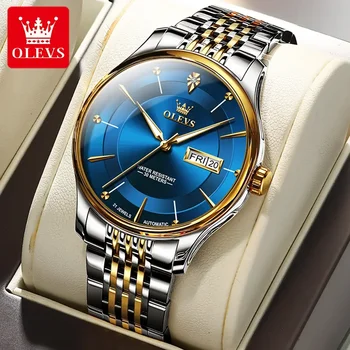 Оригинальные Автоматические Механические часы OLEVS 9927 Мужские Классические наручные часы с календарем для делового джентльмена с автоматическим отображением даты Недели