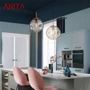 Подвесной светильник ANITA Nordic Simple Современные круглые светодиодные лампы Светильники для украшения домашнего бара