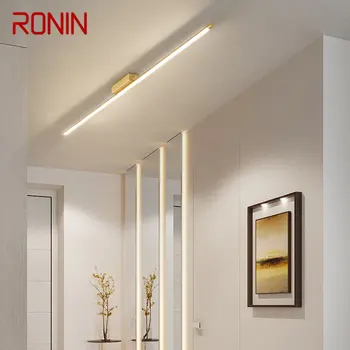 Современный латунный потолочный светильник RONIN LED Creative Simplicity с длинной полосой для домашнего декора гардероба крыльца прохода