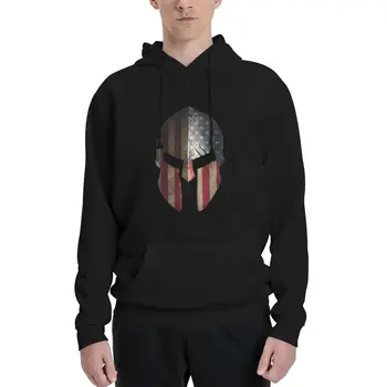 Спартанский шлем воина Спарты 9 Пар Плюс бархатный свитер с капюшоном Повседневный графический пуловер с веревкой высшего качества для фитнеса