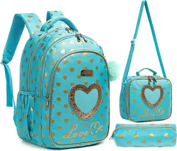 Школьные рюкзаки для девочек, рюкзак с сумкой для ланча, пенал, рюкзак для начальной школы для девочек-подростков
