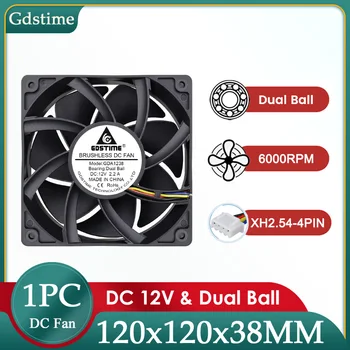 Gdstime 120x120x38 мм Вентилятор Охлаждения Видеокарты для Майнинга 120 мм 12 см DC 12V Двойной Шар 12038 Большой Объем Воздуха Мощный Охладитель