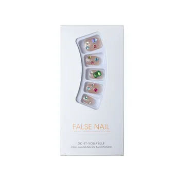 Красочный декор из страз, накладной Маникюр, полное покрытие квадратных искусственных ногтей для покупок, путешествий, свиданий