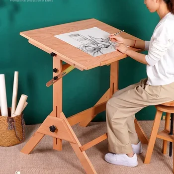 Учебный класс art можно регулировать по высоте, наклонять, стол для рисования из массива дерева, поднимать на высоту