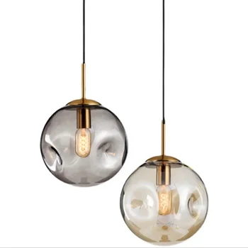 Подвесной светильник из скандинавского стекла, изогнутый шар, подвесной светильник, латунные креативные минималистичные люстры для ресторана, спальни, столовой