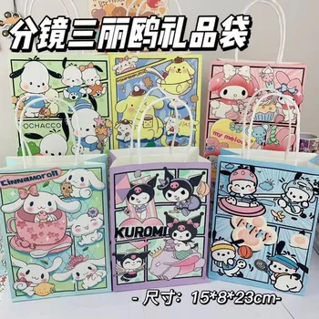 Новый 6-50 шт Милый мультяшный подарочный пакет Sanrio Melody Kuromi Cinnamoroll Ручной бумажный пакет для покупок, упаковочный пакет для магазина канцелярских товаров