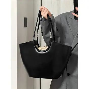 Корейская сумка-тоут большой емкости, женская сумка из искусственной кожи, однотонная сумка через плечо для поездок на работу, универсальная модная студенческая сумка для занятий