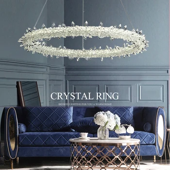 Светодиодная люстра Morden Luxury Crystal Flower с круглым кольцом, подвесной светильник для столовой и гостиной, подвесные светильники Lustre