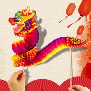 Материал для поделок с бумажным драконом, китайский Новый год, декор с драконом, танец Китайского дракона, объемный цветок