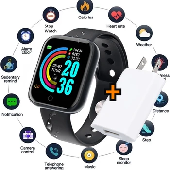 Смарт-часы Y68, спортивные наручные часы с Bluetooth, трекер, пульсометр, часы для измерения артериального давления, смарт-браслет, дополнительная зарядная головка