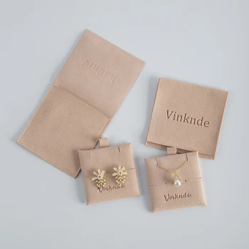 Персиковая сумка для ювелирных изделий из микрофибры с держателем, индивидуальный логотип, замшевый конверт, ювелирное ожерелье, браслет, серьги, мешочек с карточкой-вкладышем