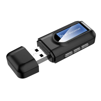 Передатчик и приемник Bluetooth 5.0, беспроводной адаптер 2 в 1 с ЖК-дисплеем 3,5 мм AUX USB Стерео для ПК, телевизора, автомобильных наушников