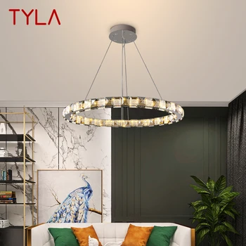 Современный хрустальный подвесной светильник TYLA с круглыми кольцами, креативная роскошная люстра со светодиодной подсветкой для гостиной, столовой, спальни