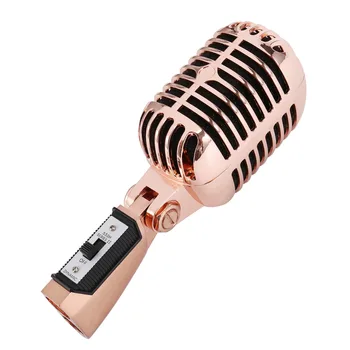 Профессиональный проводной винтажный классический микрофон Динамический вокальный микрофон Микрофон для караоке вживую (розовое золото)