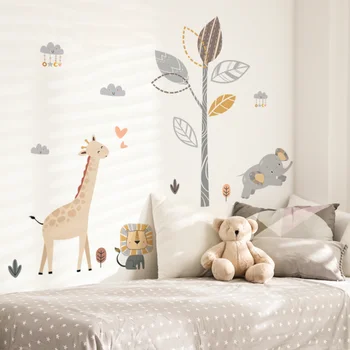 Ветви Слона, Облака, наклейка на стену, Мультяшное фоновое украшение детской спальни, наклейки для класса в детском саду, Съемные
