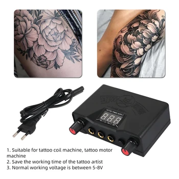 Блок питания для татуировки, ЖК-цифровой двухрежимный Череп с прокладкой кабеля, Затеняющий, туманный Для тату-аксессуаров для ротационной машины, боди-арт