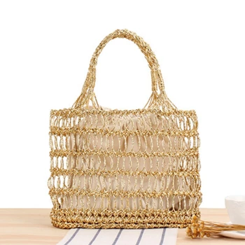 Новая сумка ручной вязки из золотых и серебряных ниток в европейском и американском стиле, портативная соломенная сумка для отдыха на пляже tide holiday