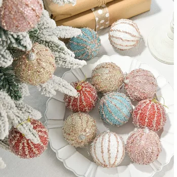 Украшение Рождественской елки, Подвесные украшения, Красочный шар, Золотой Рождественский шар, 8 см, макет Рождественского шара
