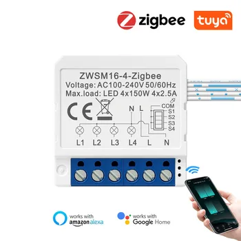 Модуль умного выключателя света Zigbee Tuya, без нейтрального провода, 2 способа управления, мини-выключатель своими руками, работает для Alexa, Google home