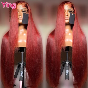 Ying Hair Bone Прямой Имбирно-Оранжевый Красный 5x5 Прозрачный Кружевной Парик 13x6 Кружевной Передний Парик 13x4 Кружевной Передний Парик Предварительно Выщипанные Человеческие Волосы