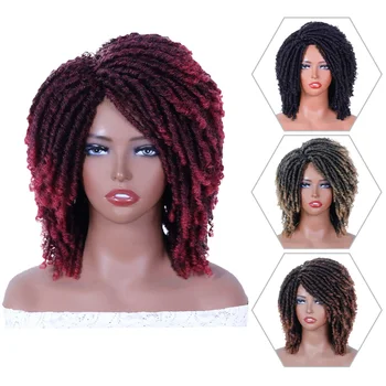 BCHR Короткие Дреды, вьющиеся Синтетические парики с плетением, Черные, коричневые, красные, Африканские Искусственные локоны, Вязаные крючком, с закручивающимися волосами, парики для женщин