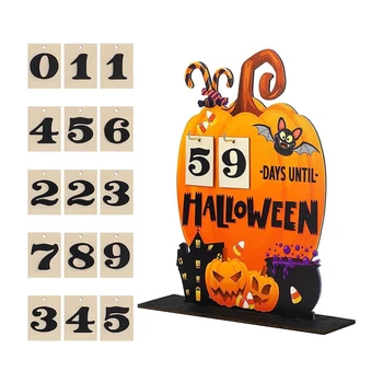 Календарь обратного отсчета на Хэллоуин Деревянный Календарь обратного отсчета из тыквы на Хэллоуин Адвент-календарь