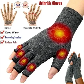 1 пара Зимних компрессионных перчаток от артрита, Реабилитационные перчатки без пальцев, Перчатки для лечения артрита, браслет для поддержки запястья