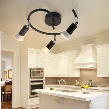Поворотный потолочный светильник для кухни, Регулируемый угол наклона светодиодных ламп GU10, Барная лампа, Витрина, Настенные бра, Точечное освещение для кабинета в гостиной