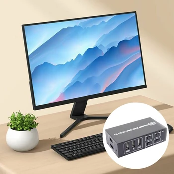 HDMIcompatible Switchers KVM Shared Switcher Box 4-портовый конвертер 4 В 1 из USB для ноутбука, мыши, клавиатуры, дисплея