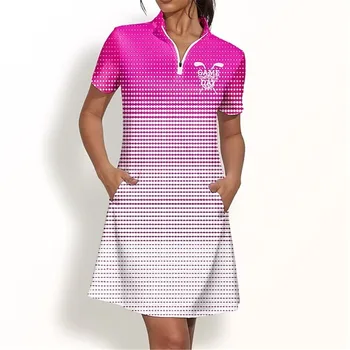 Женское летнее новое платье для гольфа с коротким рукавом, Красочное платье с градиентным принтом, Короткое платье для отдыха на открытом воздухе, фитнеса, спорта