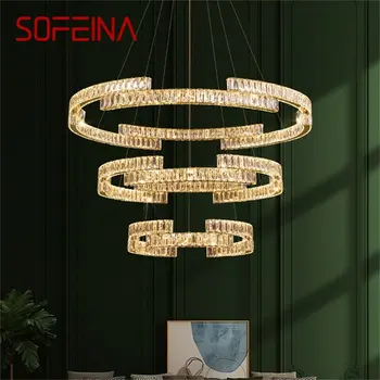 Современный подвесной светильник SOFEINA, круглая светодиодная креативная люстра из хрусталя и золота, декоративные светильники для гостиной отеля