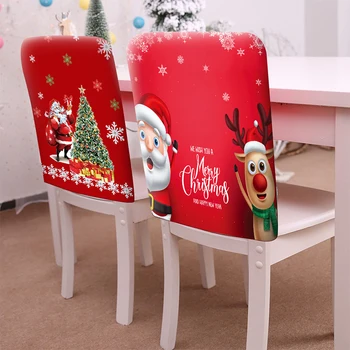1шт Рождественский декор Мультфильм Санта Клаус Снеговик Лось Чехол для стула Счастливого Рождества Украшение дома Чехол для стула Новый год 