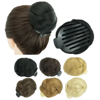 Синтетический плетеный шиньон для танцовщиц, шиньоны в виде пончиков, резинка для волос, коготь, накладной пучок для волос, заколки для прически для женщин