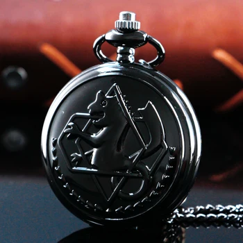 Новый черный зажим Alchemist Кварцевые Карманные Часы Винтажные Часы С Цепочкой Подарки для Мужчин Женщин reloj de bolsillo