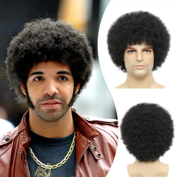 BCHR Афро-кудрявые парики Синтетический парик для чернокожих мужчин натурального цвета из высокотемпературного волокна
