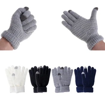 Мягкие студенческие перчатки HUYU, теплые варежки с сенсорным экраном на весь палец, однотонные варежки для мужчин и женщин, зимние принадлежности для велоспорта