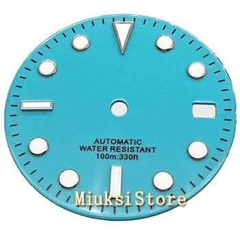 29 мм синий циферблат часов люминесцентная посадка Механизм NH35 Часы С Автоматическим Механизмом И окошком даты Часы Профессиональные аксессуары