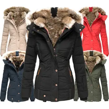 Новое зимнее теплое шерстяное пальто с длинным рукавом и капюшоном на молнии, модная повседневная однотонная парка, пальто
