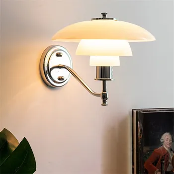 Настенный светильник PH Датского дизайнера со стеклянным абажуром, хромированная лампа E27, Домашний декор, Прикроватная тумбочка для спальни, Гостиная, Освещение для прохода, лестницы