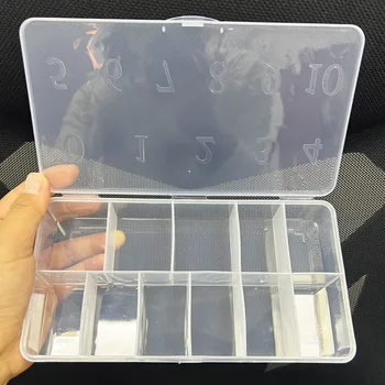 Прозрачная Пустая коробка для хранения накладных кончиков ногтей, футляр с 11 отделениями, Стразы, драгоценные камни, аксессуары для поделок, Пластиковый органайзер, инструмент для маникюра.